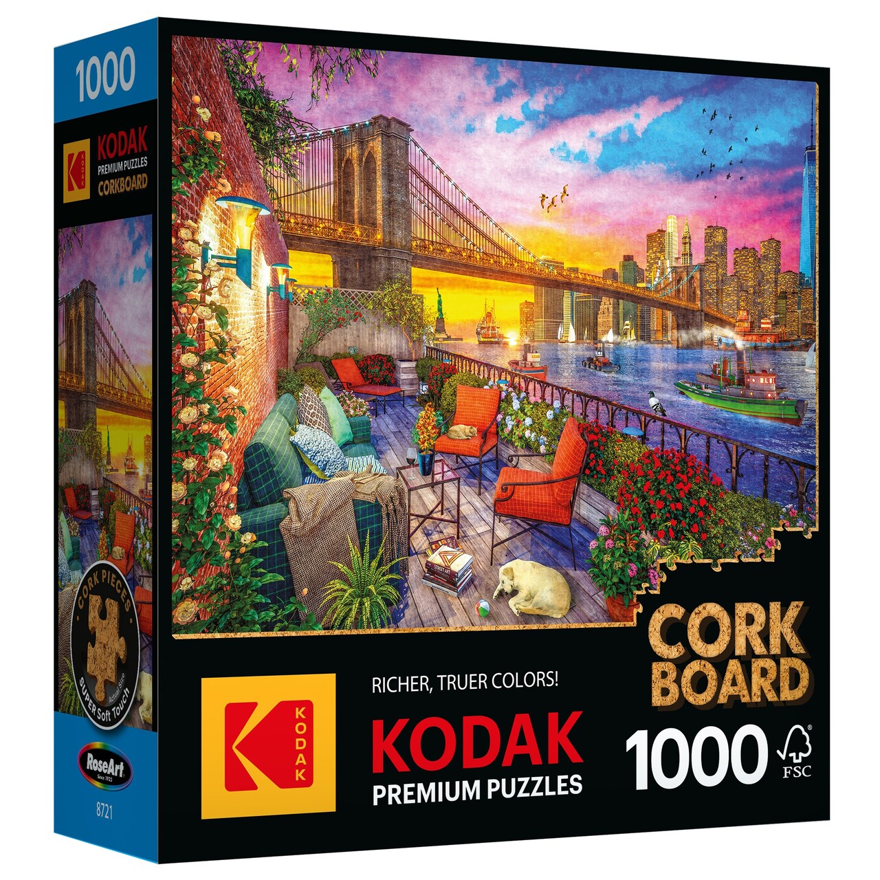 Kodak Premium Cork Board Jigsaw Puzzle 1000 Pieces 27"X20"-Manhattan Balcony Street